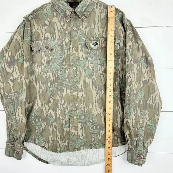 Vintage Mossy Oak Camo Button Up Shirt Mens Medium Vented Hunting Cotton - Picture 5 of 11
